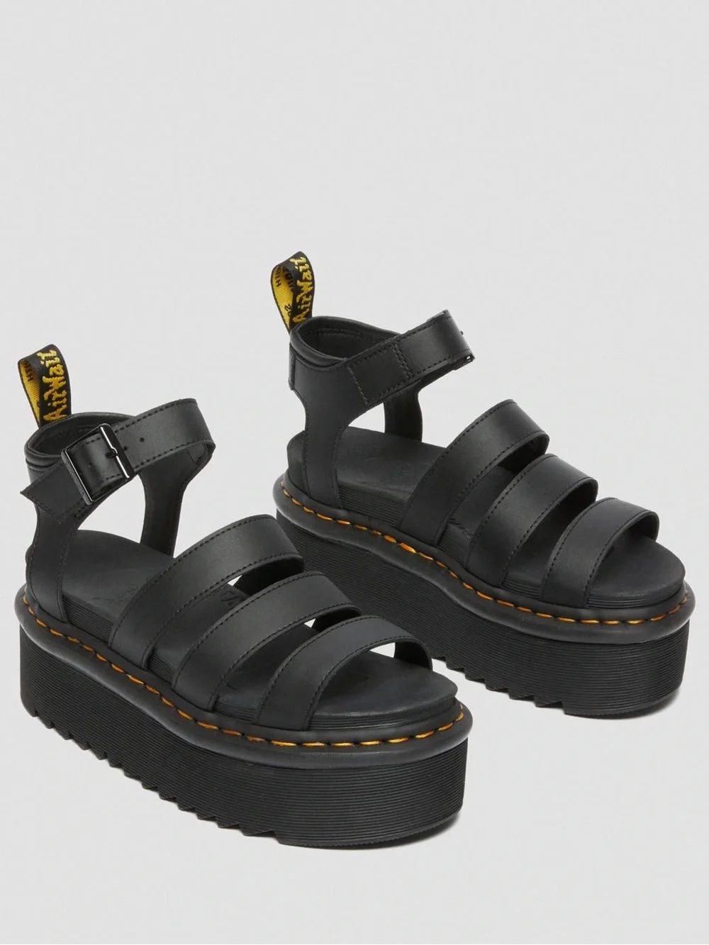 Dr. Martens Blaire Quad Platform Gladiator Sandals Black Leather US 11